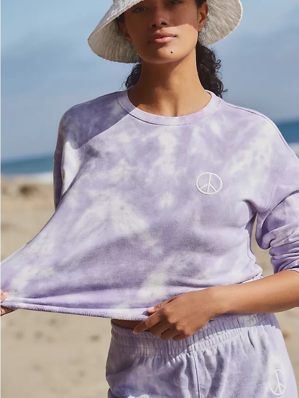 Spiritual Gangster Peace Mazzy Crop Sweatshirt Purple Tie Dye